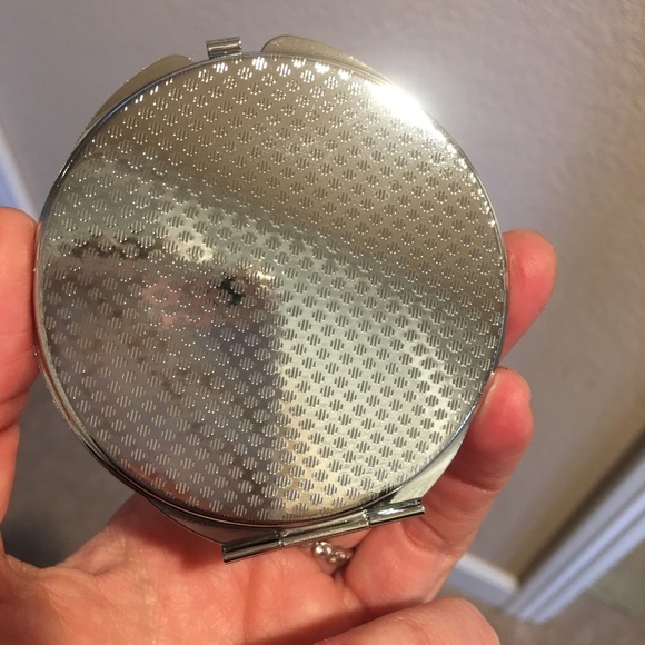 Compact crystal mirror silver purse metal double - Picture 8 of 8